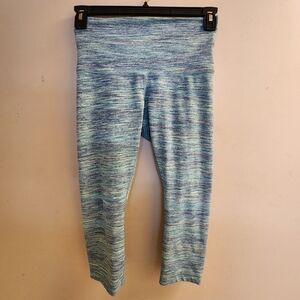 Lululemon Athletic Workout Leggings Pants sz 8 Blue Turquoise stripes